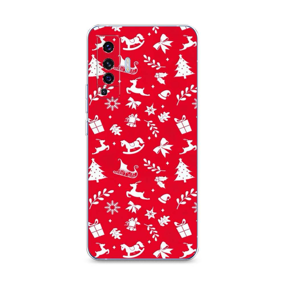 

Чехол на Vivo X50 "Красный новогодний фон", Красный;белый, 262250-5