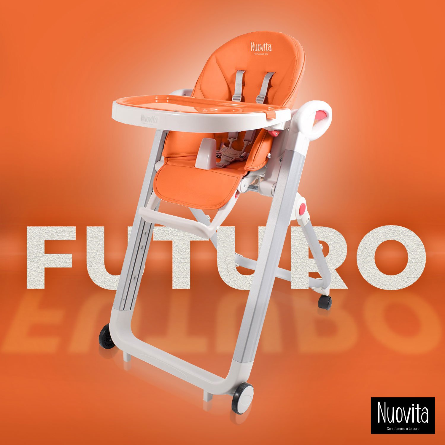 Стульчик для кормления Nuovita Futuro Bianco (Arancione/Оранжевый) стульчик для кормления nuovita futuro senso nero arancione оранжевый