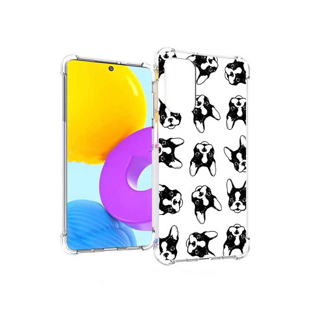 

Чехол MyPads Tocco для Samsung Galaxy M52 5G черно белые собачки (PT226932.542.683), Прозрачный, Tocco