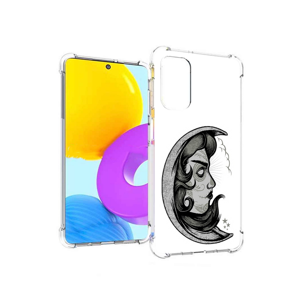 

Чехол MyPads Tocco для Samsung Galaxy M52 5G черно белая луна с лицом (PT226932.542.680), Прозрачный, Tocco