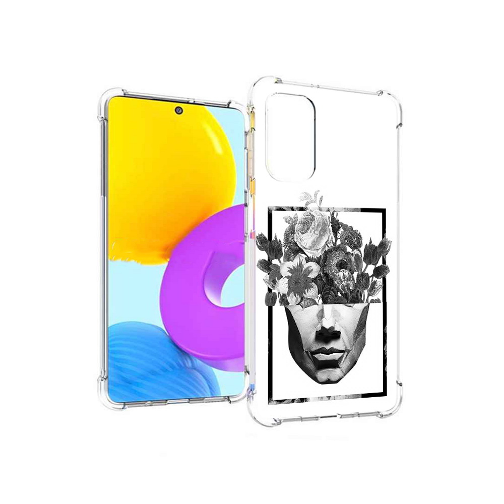 

Чехол MyPads Tocco для Samsung Galaxy M52 5G черно белая ваза в абстракции, Прозрачный, Tocco