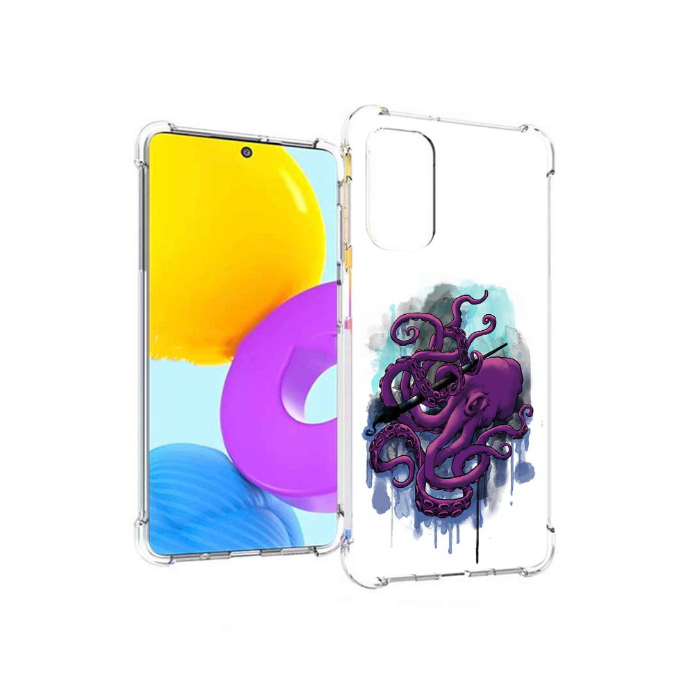 

Чехол MyPads Tocco для Samsung Galaxy M52 5G фиолетовый осьминог (PT226932.542.658), Прозрачный, Tocco