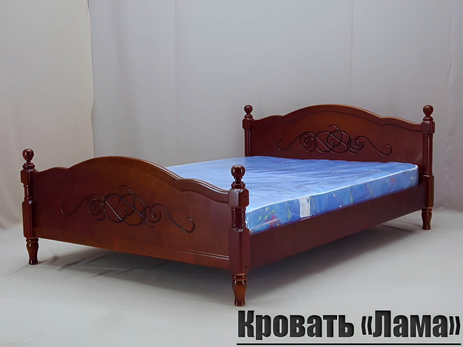 

Кровать из массива сосны QualisMebel "Лама" 140х190, Старый Орех 3, Коричневый, Лама