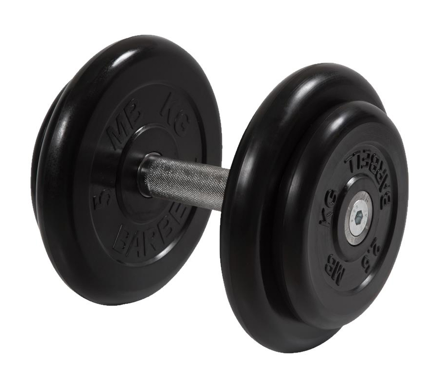 фото Гантель mb barbell черная неразборная 16кг mb-fdbm-b16