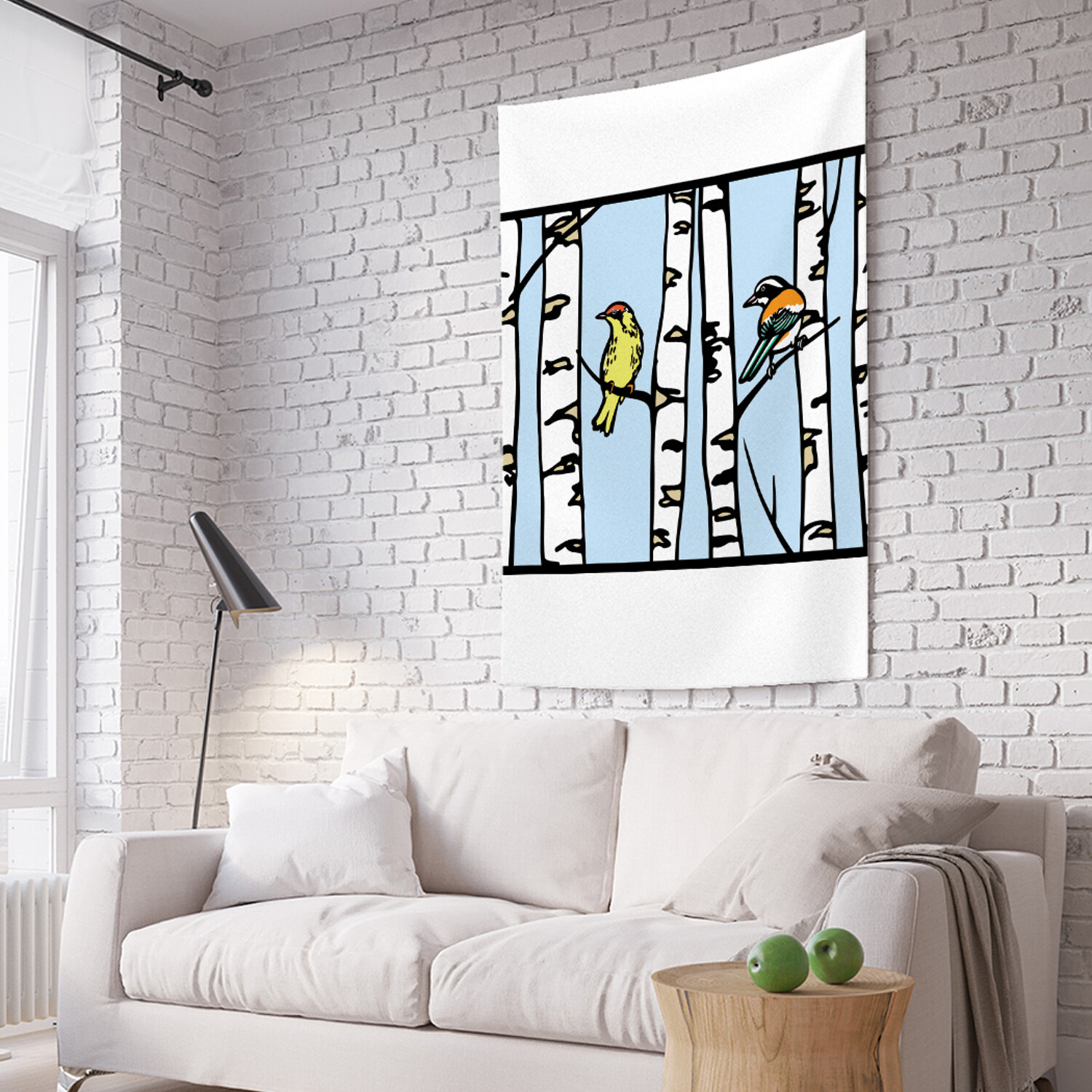 

Вертикальное фотопанно на стену JoyArty Птицы на березе 150x200 см, Птицы на березе