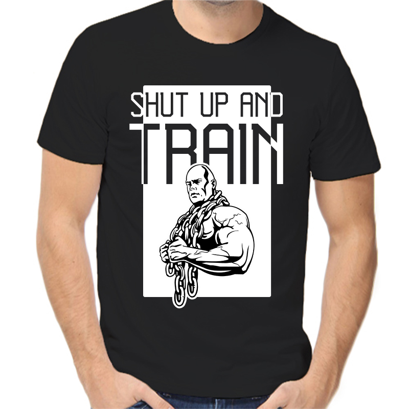 

Футболка мужская черная 44 р-р shut up and train 2, Черный, fm_shut_up_and_train