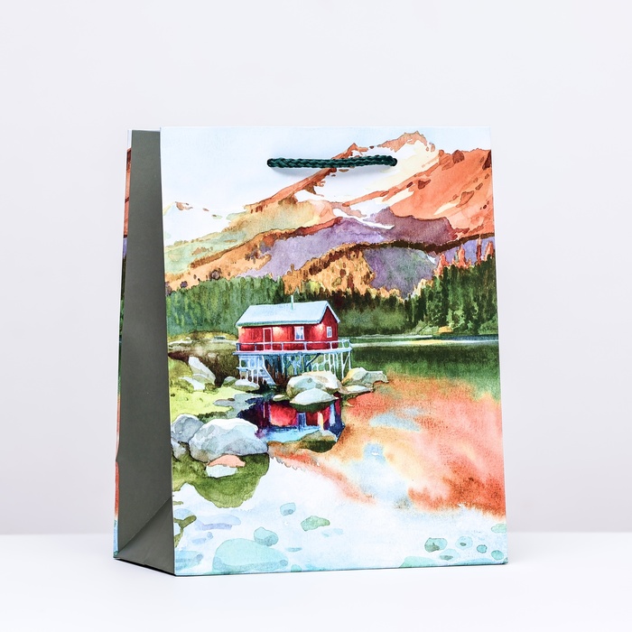 Пакет подарочный Арт Дизайн Домик у озера, 18х22,3х10 см