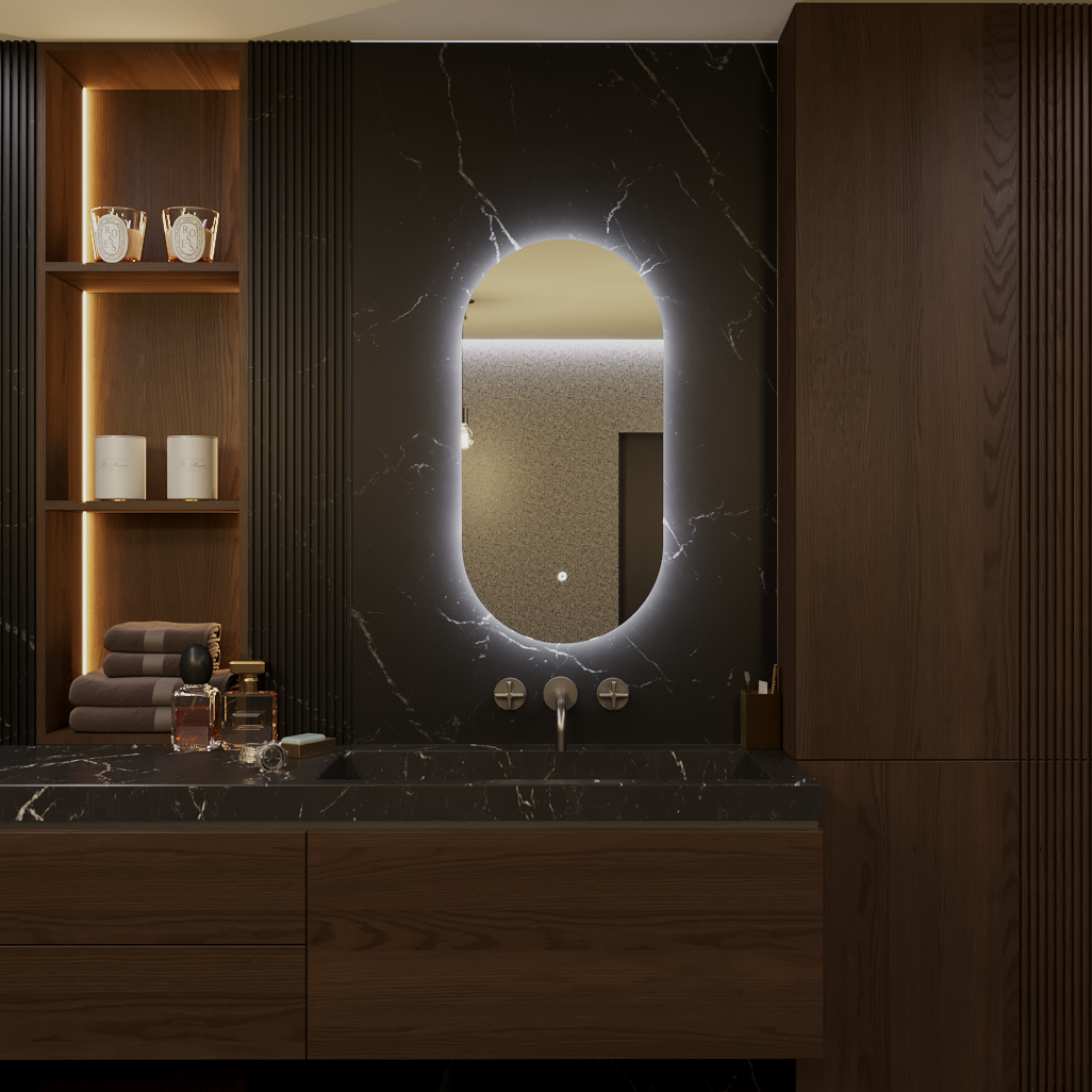 

Зеркало Olivia 100*40 "парящее" для ванной с холодной LED-подсветкой, Olivia с холодной LED-подсветкой