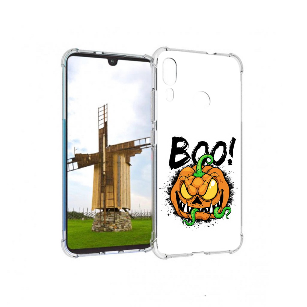 

Чехол MyPads Tocco для Motorola Moto E6 Plus Хэллоуин бу (PT150579.352.193), Прозрачный, Tocco