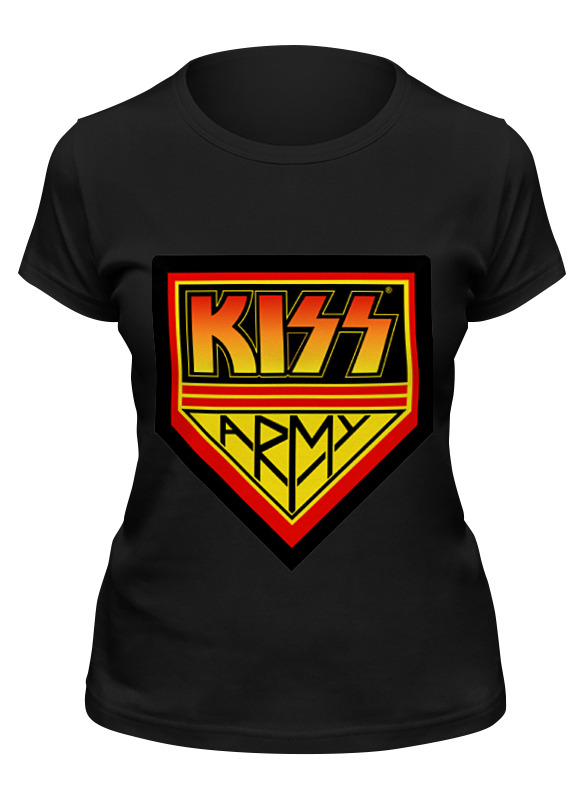

Футболка женская Printio Kiss army черная S, Черный, Kiss army