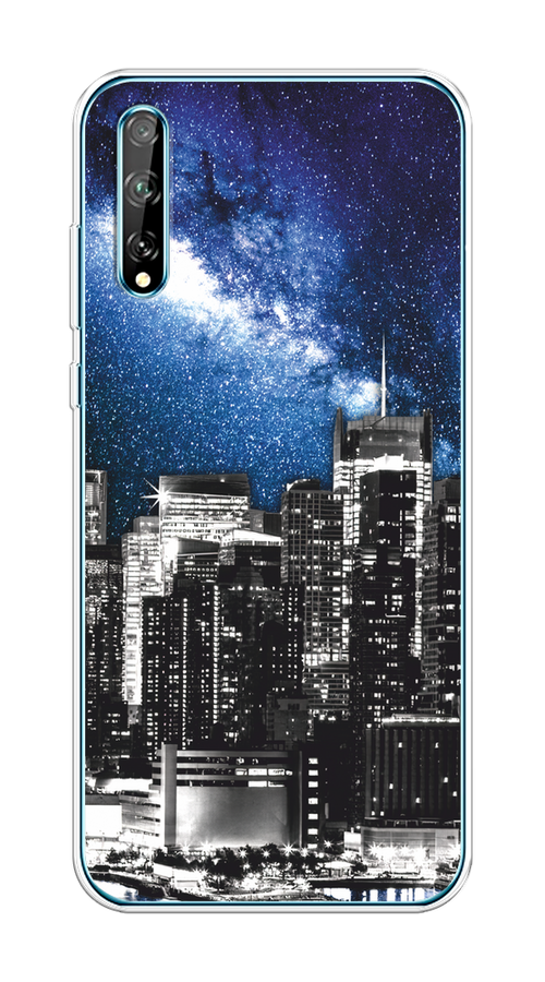 

Чехол на Huawei Y8p/P Smart S "Космический Нью-Йорк", Синий;серый, 6103450-1