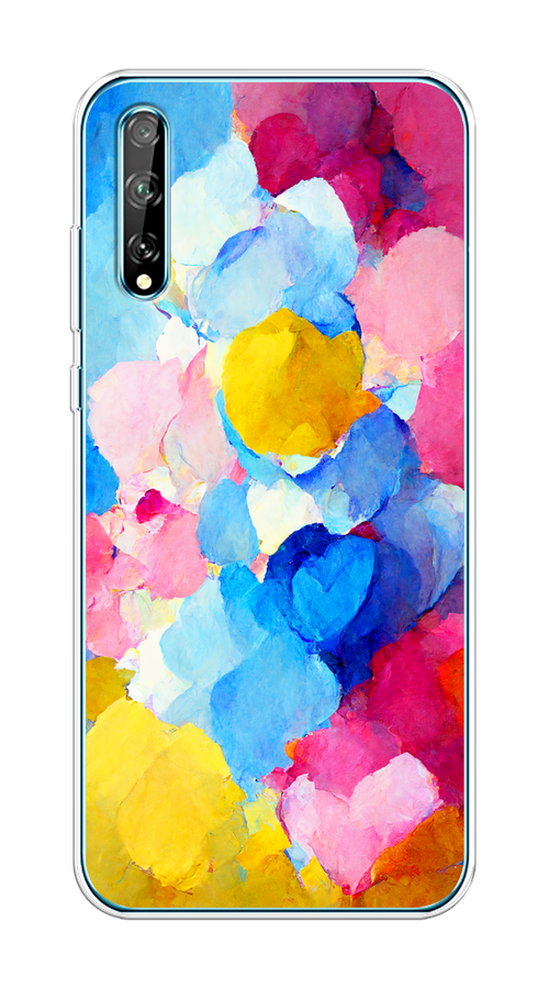 

Чехол на Huawei Y8p/P Smart S "Яркие пятна", Синий;голубой;желтый;розовый, 6103450-1