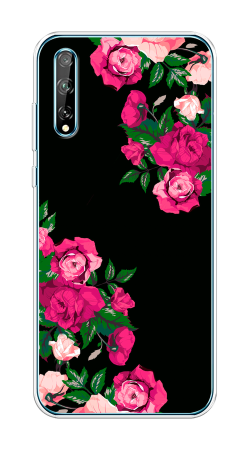 

Чехол на Huawei Y8p/P Smart S "Розы фуксия", Черный;розовый;зеленый, 6103450-1