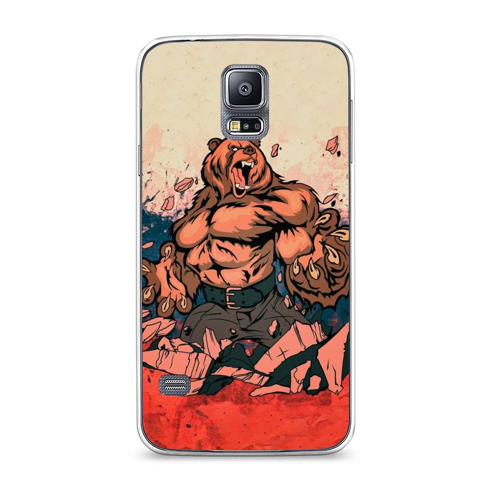 

Чехол Awog на Samsung Galaxy S5 "Медведь с флагом РФ", Коричневый;синий;красный, 24150-2