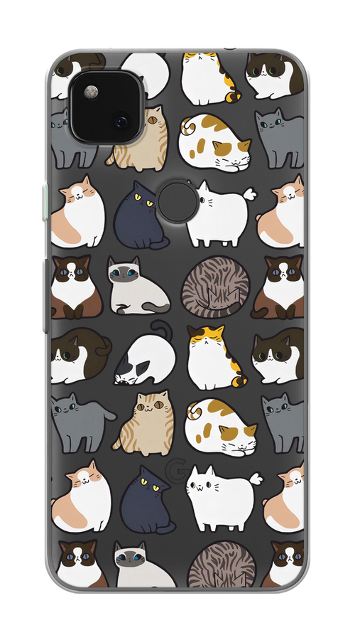

Чехол на Google Pixel 4A "Милые котики", Прозрачный;белый;серый, 270650-1