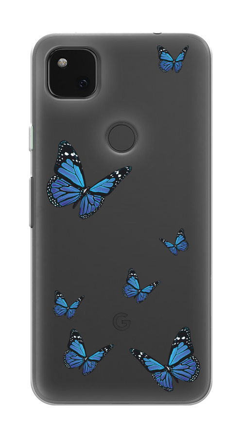 

Чехол на Google Pixel 4A "Blue butterflies", Синий;черный, 270650-1