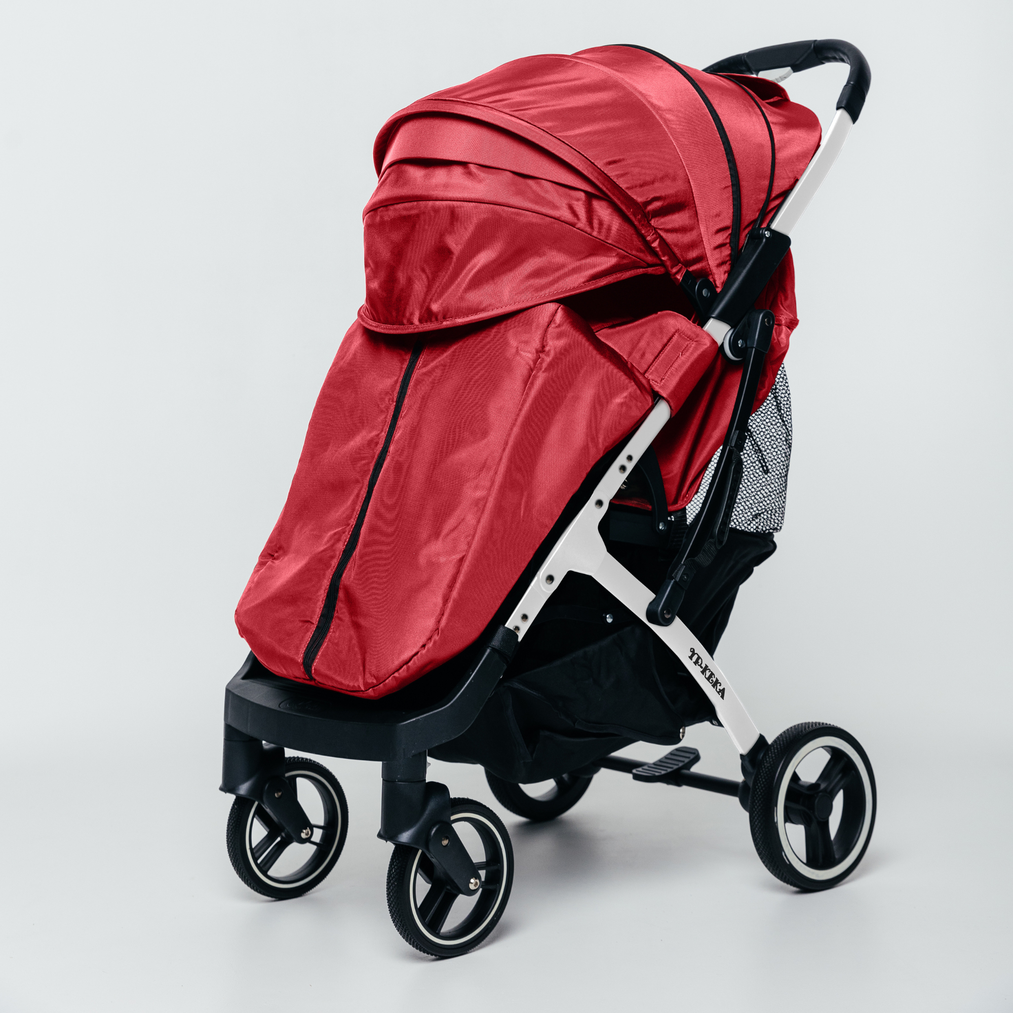 

Детская прогулочная коляска YP Keka с сумкой для зимы красный на белой раме, YP-Keka