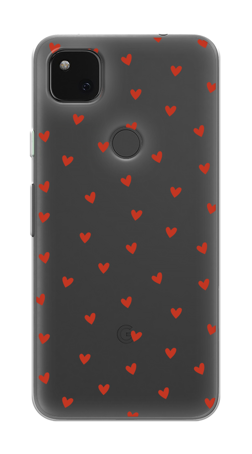 

Чехол на Google Pixel 4A "Red hearts", Красный;прозрачный, 270650-1