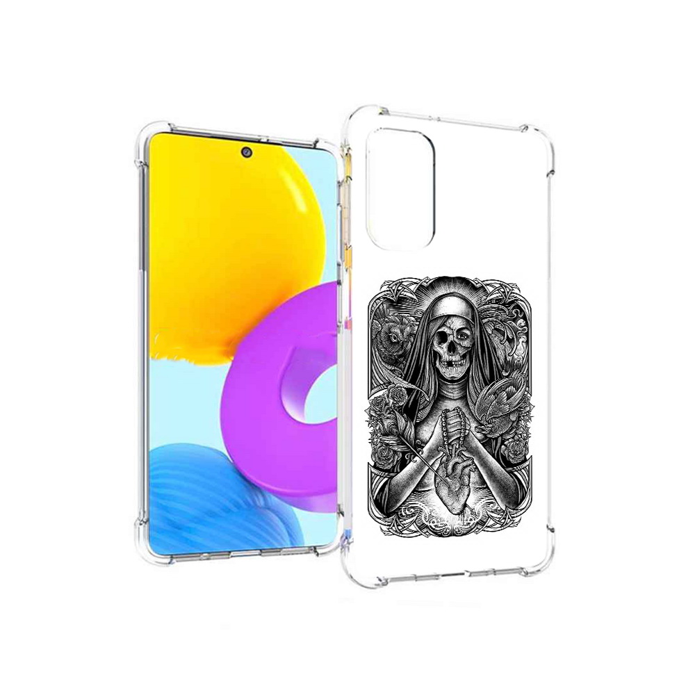 

Чехол MyPads Tocco для Samsung Galaxy M52 5G скелет с сердцем (PT226932.542.603), Прозрачный, Tocco