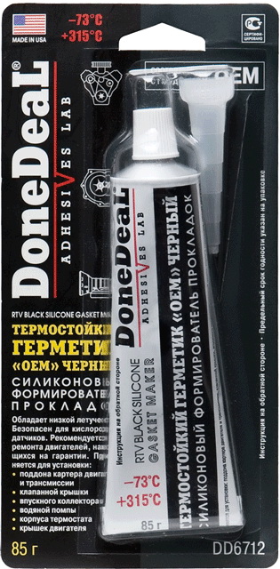 Герметик - Прокладка Силиконовый Черный Done Deal 85 Г Hi-Gear Dd6712 1021₽