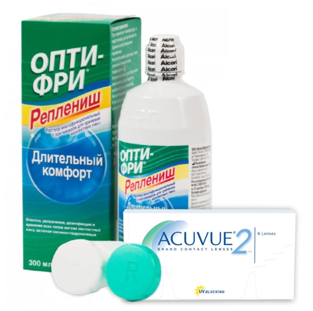 

Набор контактные линзы Acuvue 2 6 линз R 8.7 -6,00 + Опти-Фри Реплениш 300 мл, Acuvue 2 6 линз + Опти-Фри Реплениш 300 мл
