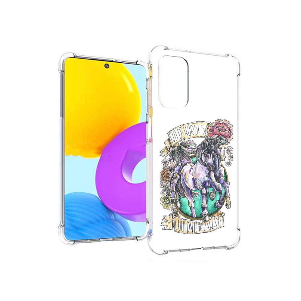 

Чехол MyPads Tocco для Samsung Galaxy M52 5G рисунок коней в цветах (PT226932.542.582), Прозрачный, Tocco
