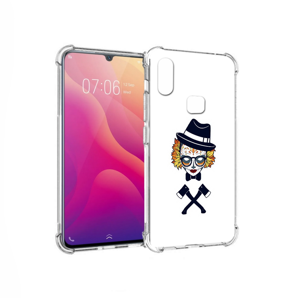 

Чехол MyPads Tocco для Vivo V11i девушка в маске с топорами рисунок (PT119353.424.304), Прозрачный, Tocco