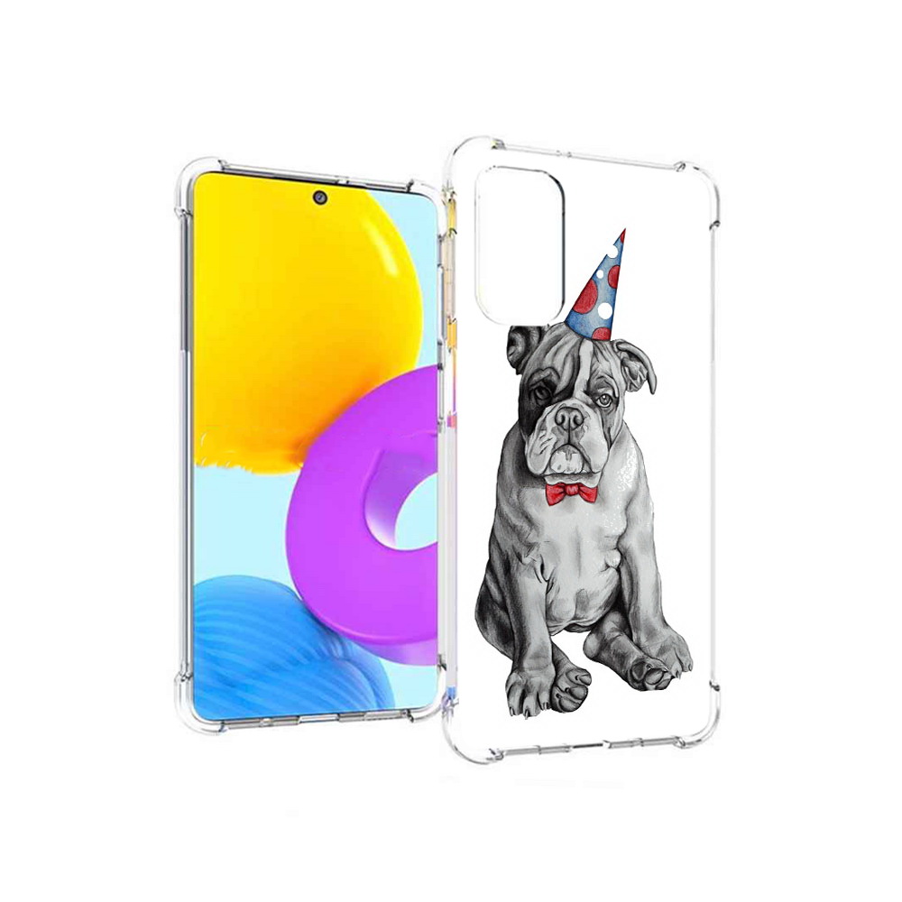 

Чехол MyPads Tocco для Samsung Galaxy M52 5G праздничный щенок (PT226932.542.554), Прозрачный, Tocco