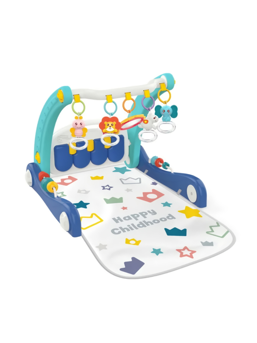 Ходунки каталка Babycare Flash, развивающий игровой коврик, 2в1, синий развивающий коврик каталка