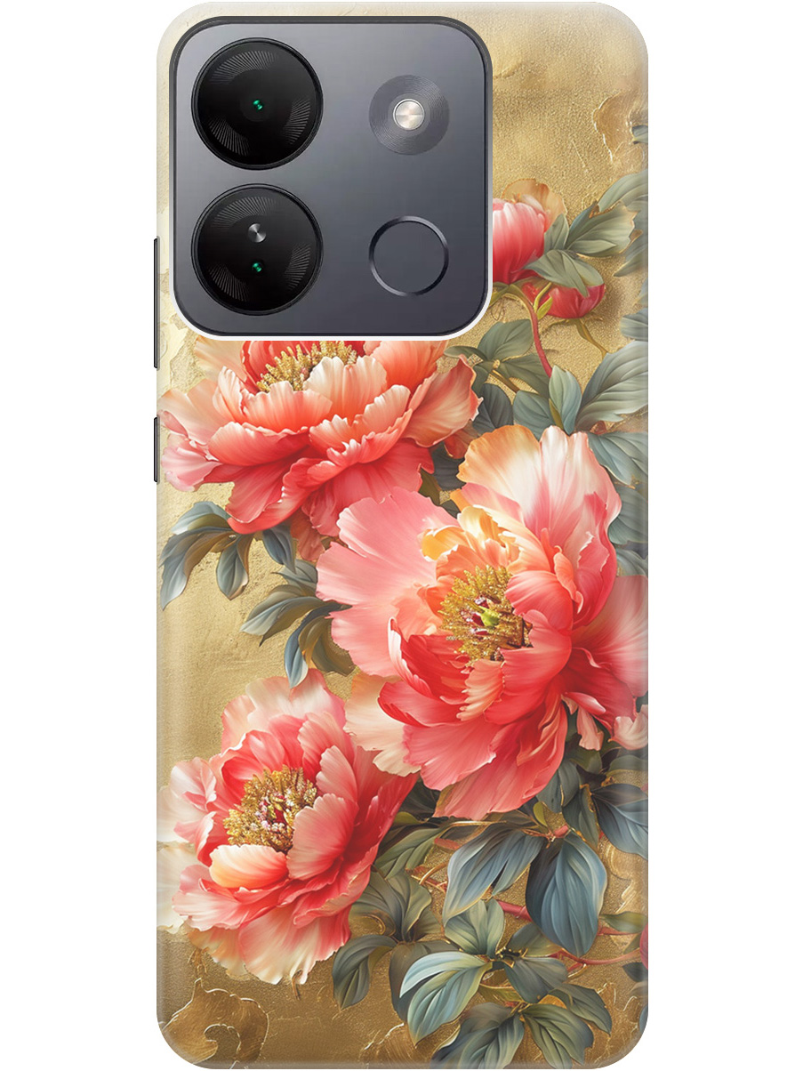 

Силиконовый чехол на Infinix Smart 7 HD с принтом "Винтажные пионы", Прозрачный;зеленый;золотистый;красный, 769392023