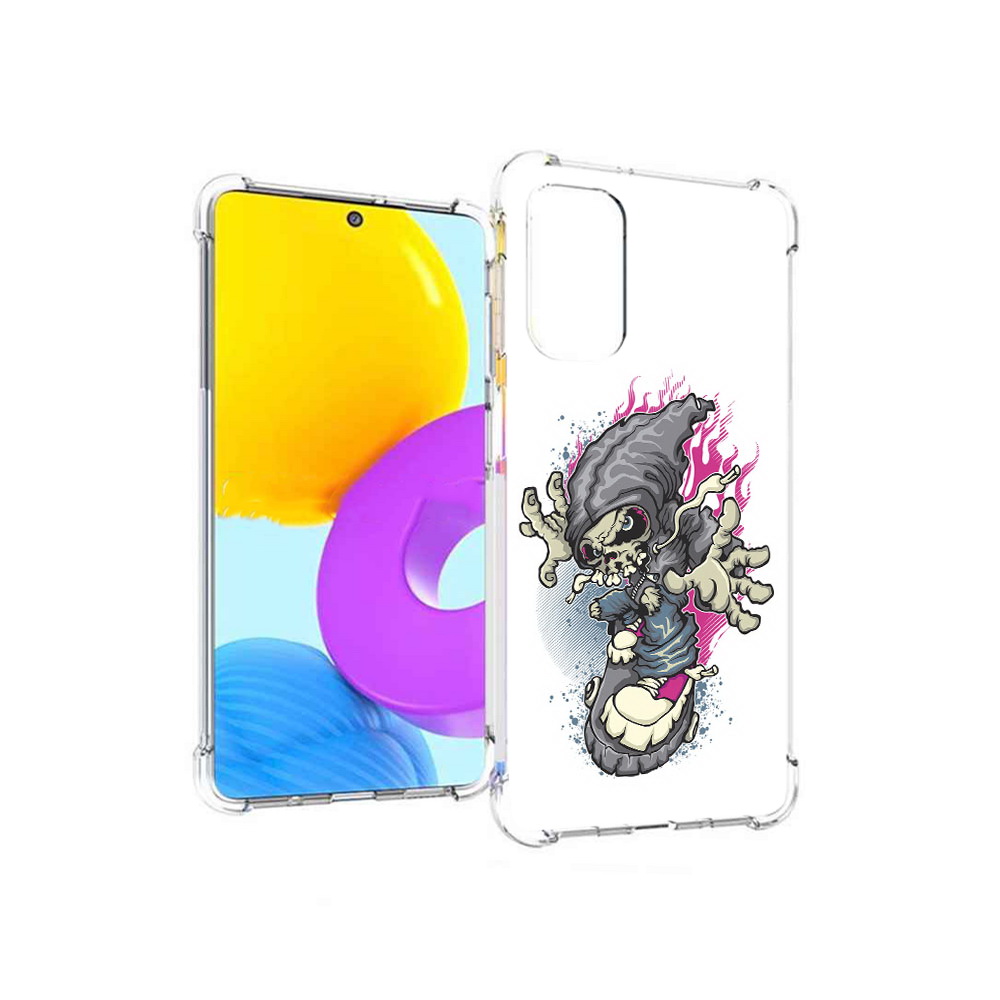 

Чехол MyPads Tocco для Samsung Galaxy M52 5G нарисованный скелет на скейт борде, Прозрачный, Tocco