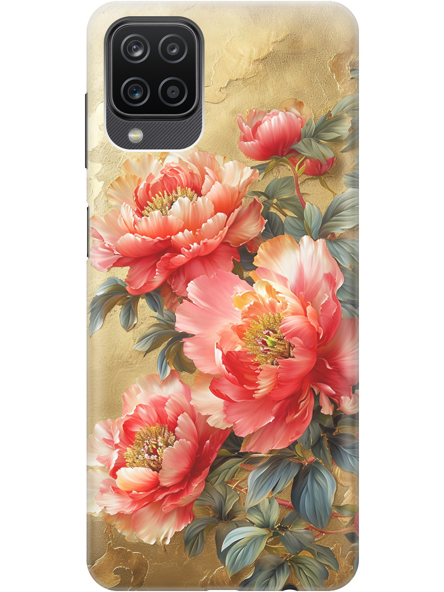 

Силиконовый чехол на Samsung Galaxy A12 / M12 с принтом "Винтажные пионы", Прозрачный;зеленый;золотистый;красный, 723602823