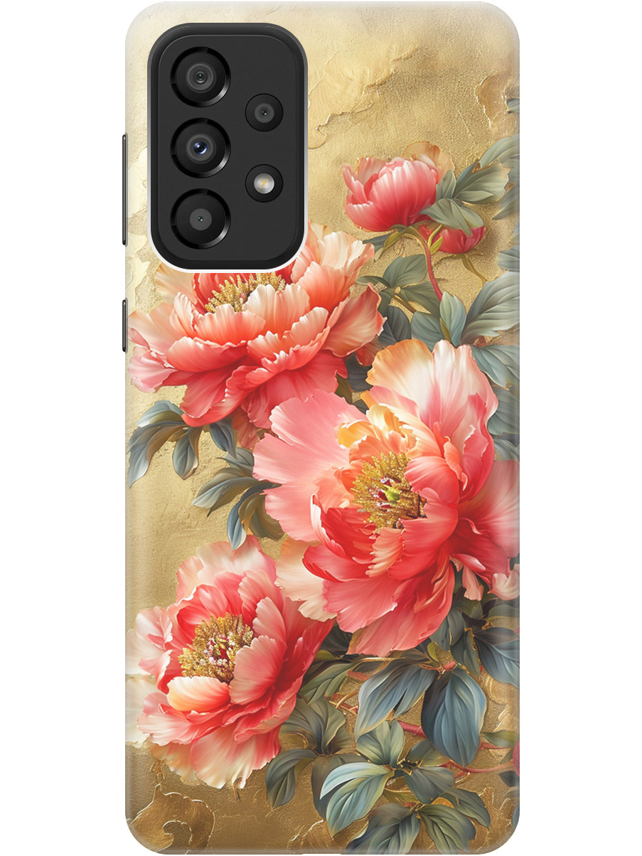 

Силиконовый чехол на Samsung Galaxy A33 5G с принтом "Винтажные пионы", Прозрачный;зеленый;золотистый;красный, 740132923