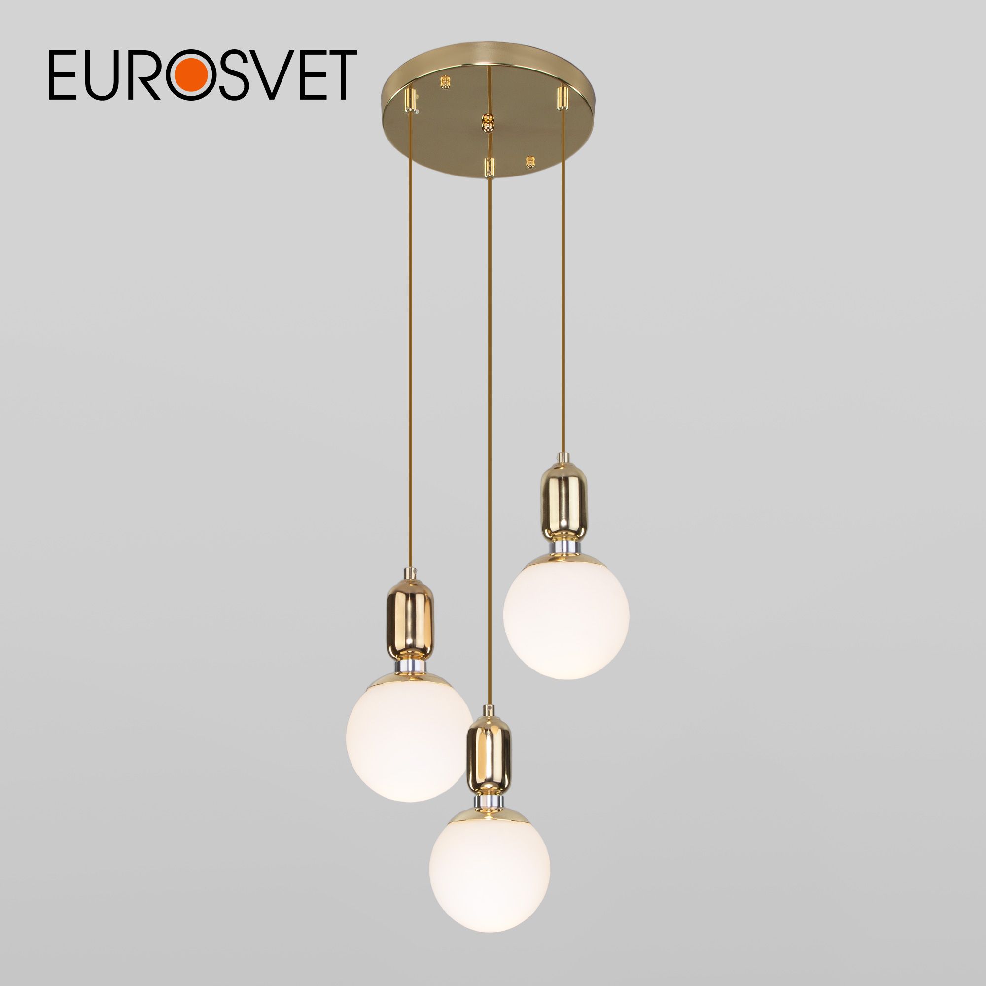 

Подвесная люстра на 3 стеклянных плафона Eurosvet Bubble50151/3 Е27 золото