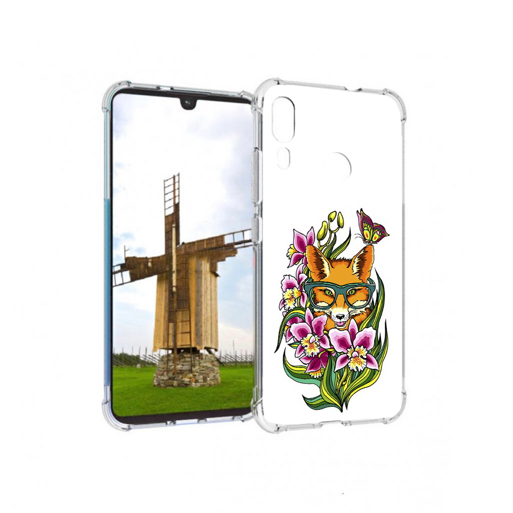 

Чехол MyPads Tocco для Motorola Moto E6 Plus Лиса в цветах (PT150579.352.108), Прозрачный, Tocco