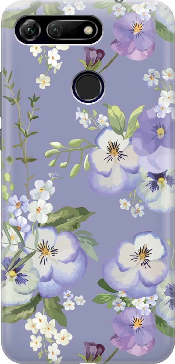 

Силиконовый чехол на Honor View 20 (V20) с принтом "Цветочки на синем фоне", Белый;синий, 6449