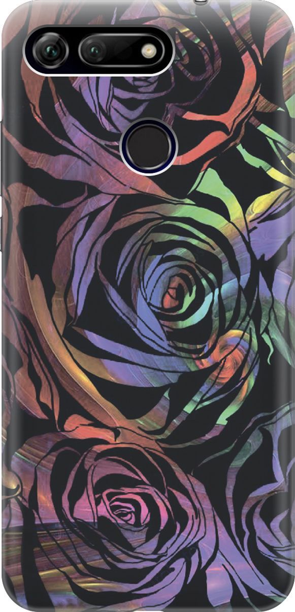 

Силиконовый чехол на Honor View 20 (V20) с принтом "Мрачные розы", Фиолетовый;черный, 6449