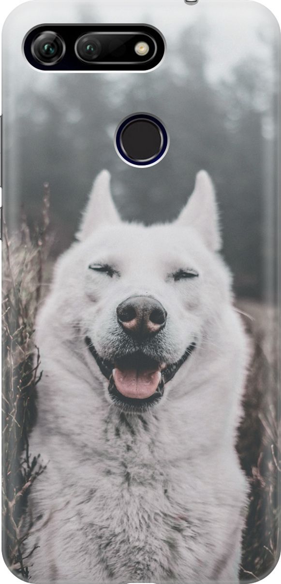 

Силиконовый чехол на Honor View 20 (V20) с принтом "Довольный пес", Серый;черный, 6448
