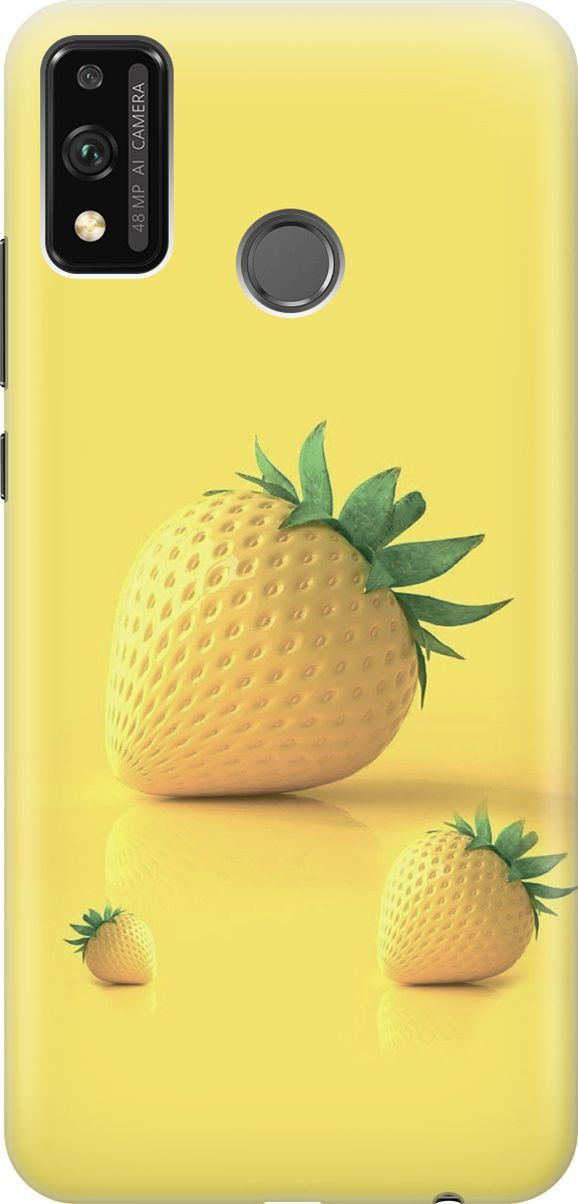 

Силиконовый чехол на Honor 9X Lite с принтом "Желтая клубника", Черный, 6431