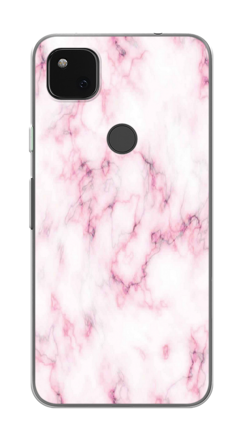 

Чехол на Google Pixel 4A "Мрамор с розовым", Белый;розовый, 270650-1