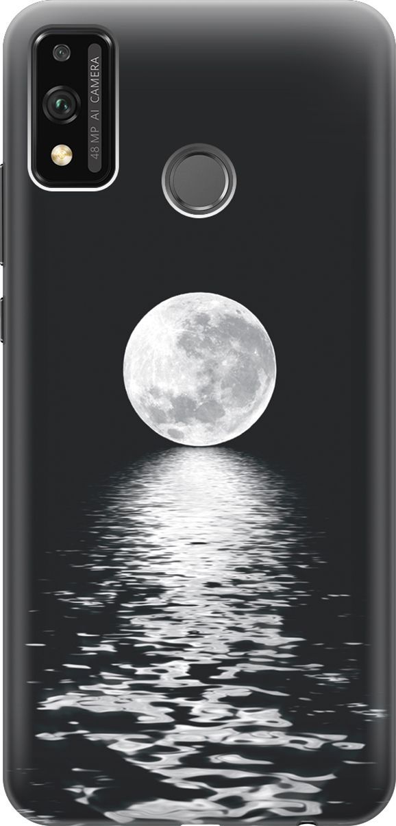 

Силиконовый чехол на Honor 9X Lite с принтом "Луна над морем", Белый;черный, 6430