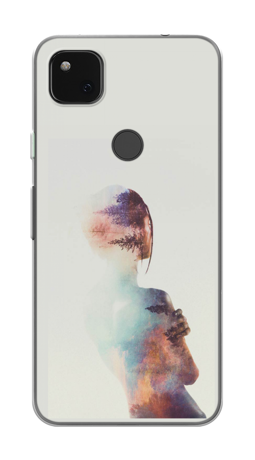 

Чехол на Google Pixel 4A "Девушка-лес", Розовый;голубой;серый, 270650-1