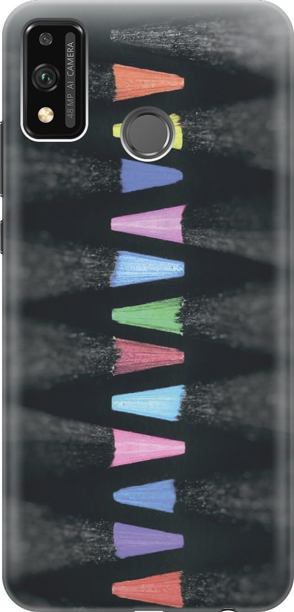 

Силиконовый чехол на Honor 9X Lite с принтом "Разноцветные карандаши", Голубой;черный, 6428