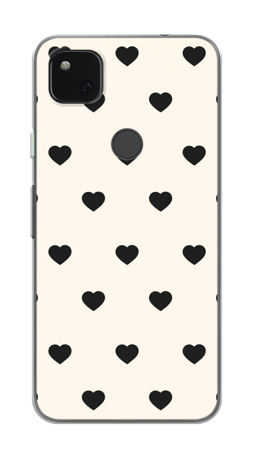 

Чехол на Google Pixel 4A "Черные сердечки на белом", Черный;белый, 270650-1