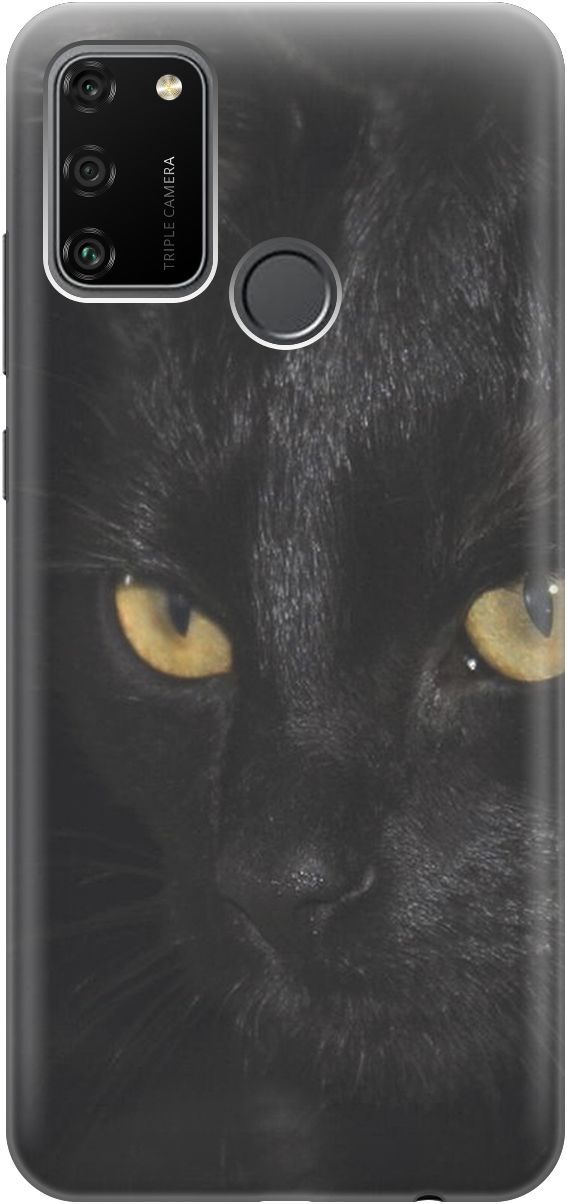

Силиконовый чехол на Honor 9A с эффектом блеска "Черная кошка", Желтый;черный, 6407
