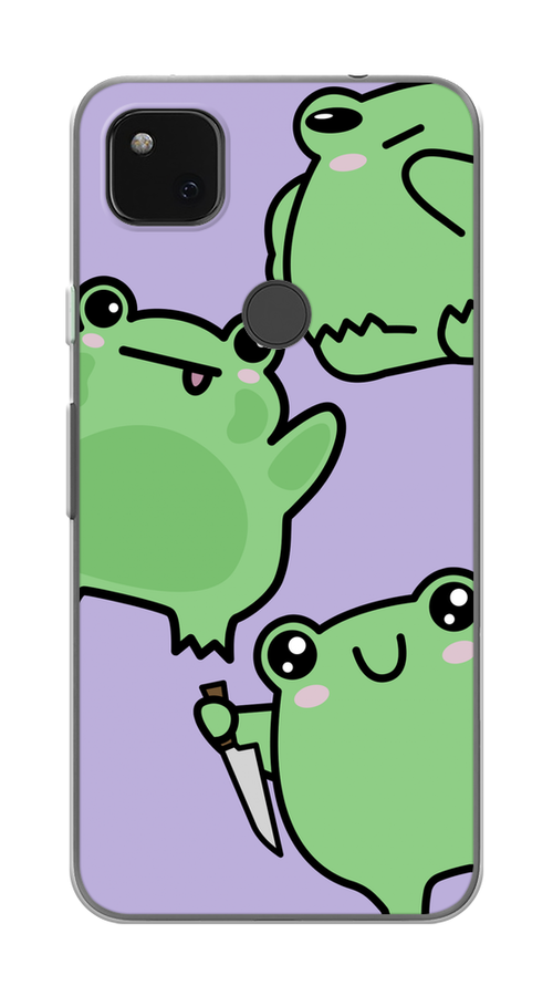 

Чехол на Google Pixel 4A "Опасные лягушата", Фиолетовый;зеленый;черный, 270650-1