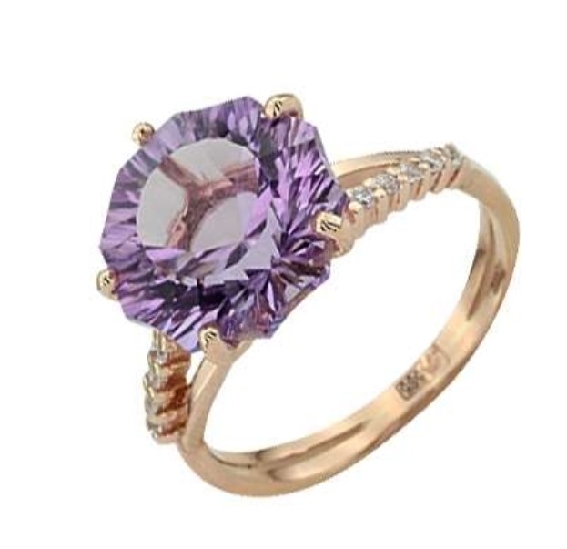 

Кольцо из золота р. 17,5 ALORIS 1049АКц, фианит\аметист, 1049АКц