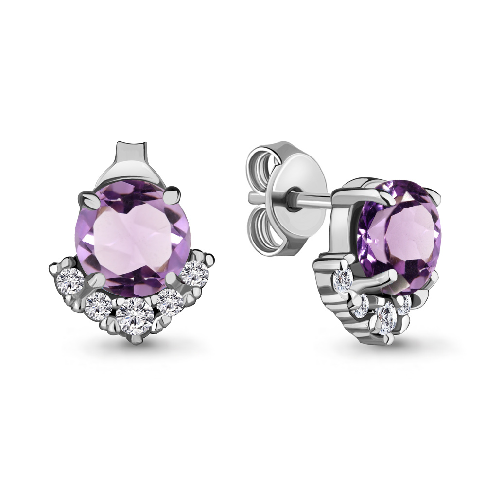 

Серьги из серебра с аметистом\фианитом Aquamarine Aquamarine 4715704А_925_р, 4715704А_925_р