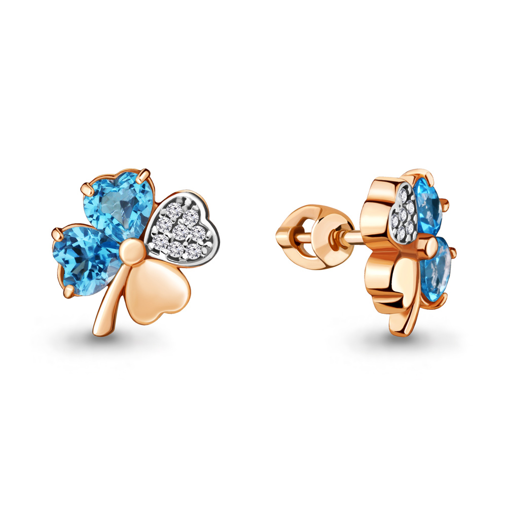 

Серьги из серебра с топазом\фианитом Aquamarine Aquamarine 4715605А_925_з, 4715605А_925_з