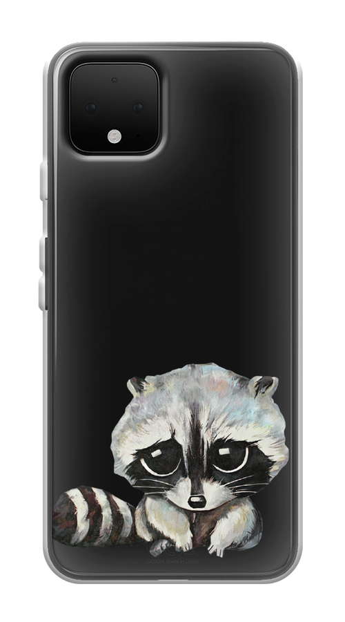 

Чехол на Google Pixel 4 "Большеглазый енот", Серый;черный;прозрачный, 270250-1